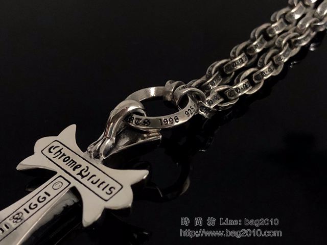 chrome hearts銀飾 克羅心粗環固定十字架項鏈 克羅心純銀項鏈 克羅心首飾品  gjc2018